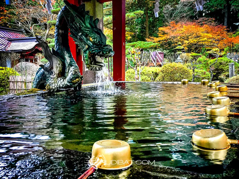 Dragon – Shrine near Hokone Japan With Dragon feature in the Water area Autumn 2015