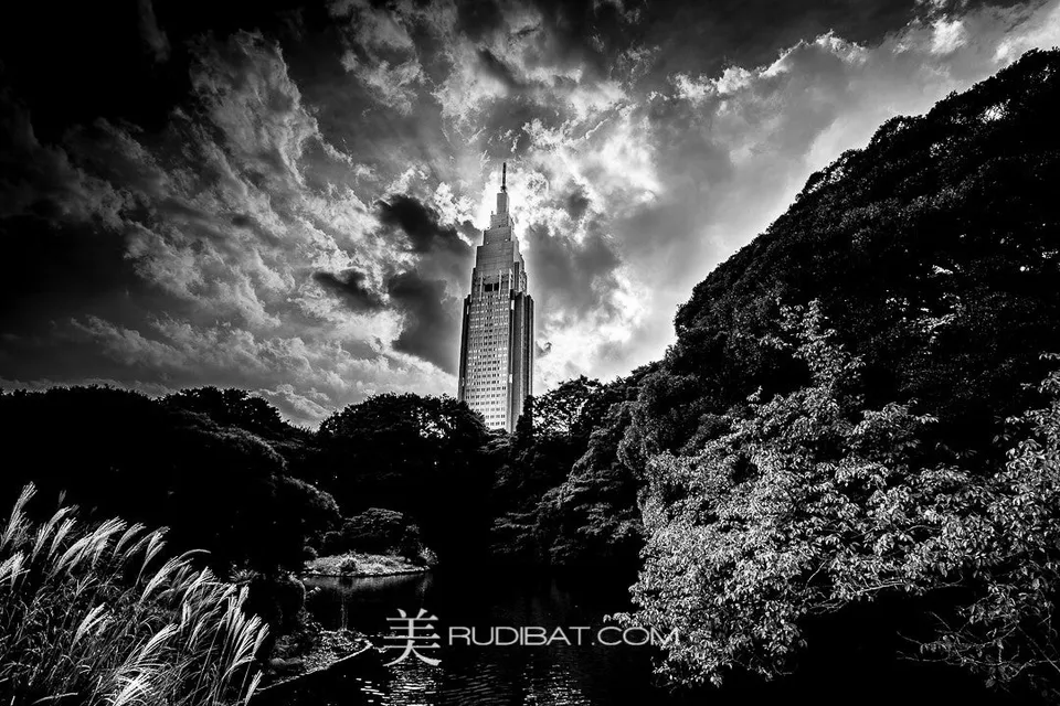 Gigantor – GIGANTIC Modern building in Shinjuku from SHINJUKU GYOEN GARDENS