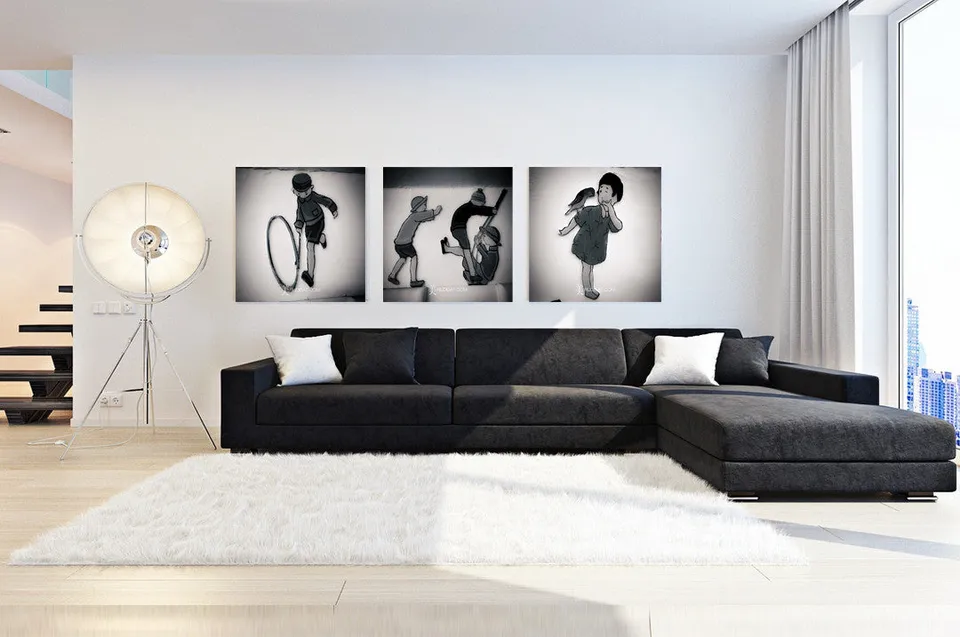 RUDIBAT prints displayed in a living room